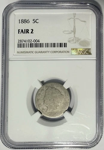 1886 P Liberty V Nickel NGC F02 ⭐️⭐️SEMI-KEY DATE⭐️⭐️