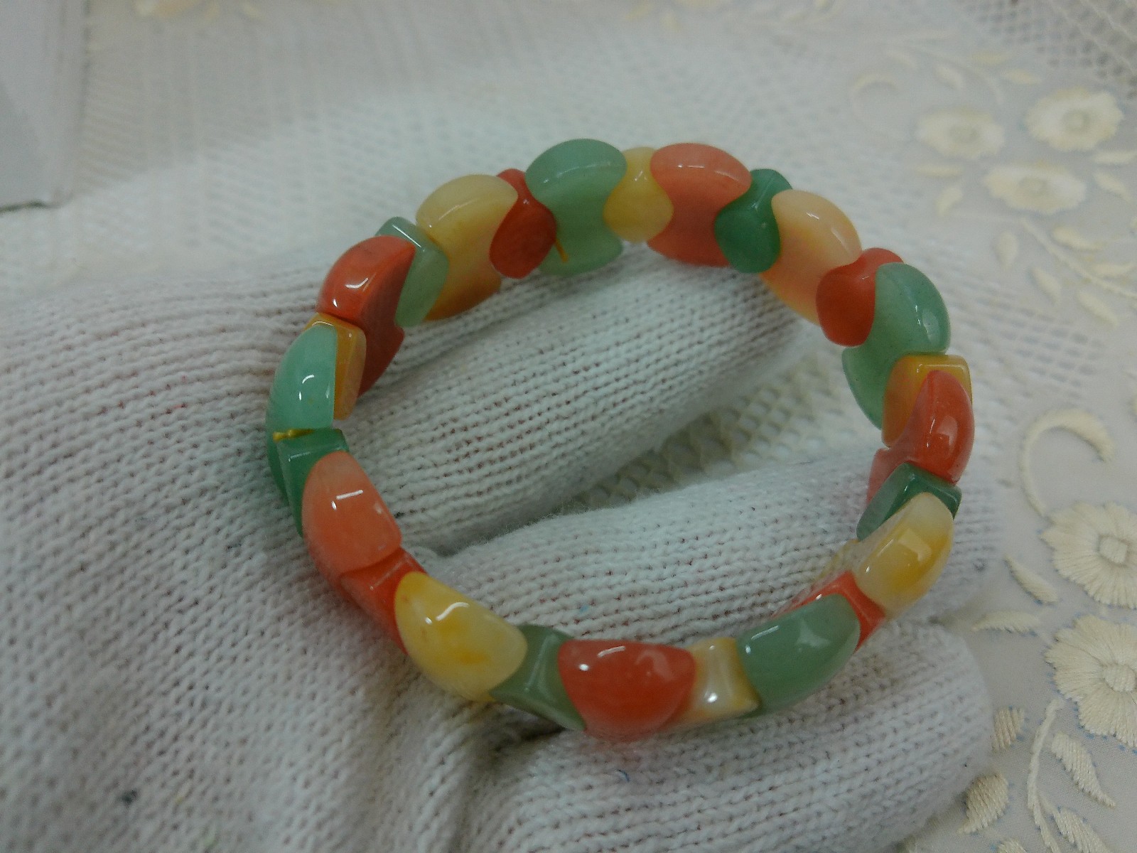 Jade Multi Colored Stone Overlapping Circles Chun… - image 2