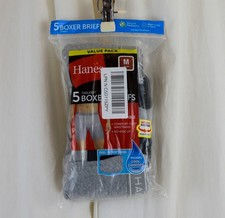 Hanes Mens 5 PACK Underwear Boxer Briefs Cool  Breathable Black/Gray Size M