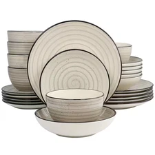 Gia 24 Piece Stoneware Dinnerware Set in Cream