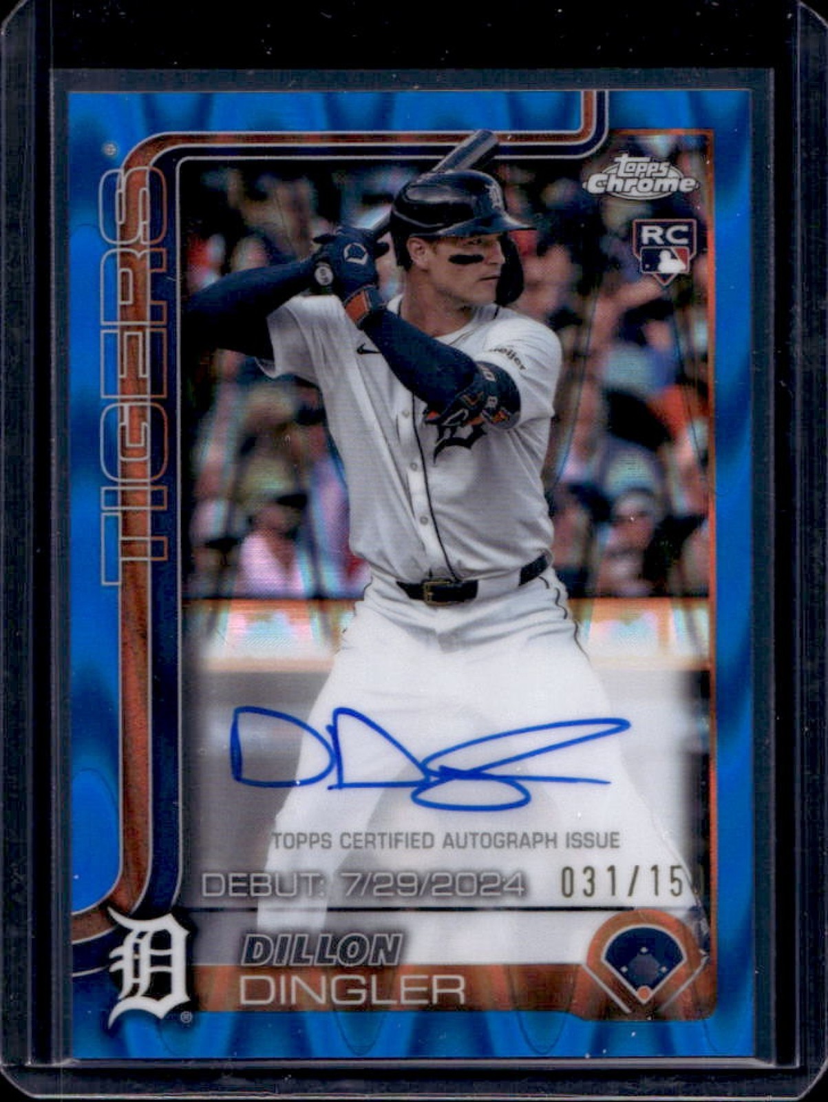 2025 Topps Chrome Dillon Dingler Rookie Debut Auto Blue RayWave Refractor #/150