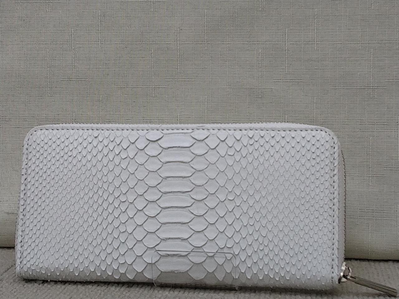 Round Zip Long Wallet Model Python Leather Quattr… - image 3