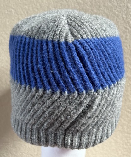 Patagonia Rabble Beanie 100% Wool Hat Brim Gray Stripe Winter Adult One Size - Picture 5 of 7