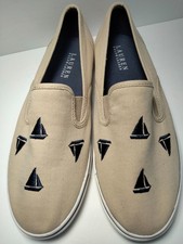 Lauren Ralph Lauren Canvas Slip-On Sneakers with Embroidered Sailboats