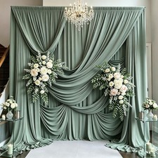 Party Village 50ft 15ft Sage Green Backdrop W5' x H15' 10 panels ,