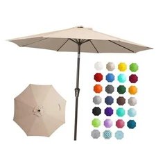  Outdoor Patio Umbrella Outdoor Table Umbrella with Push Button Tilt 9FT Beige