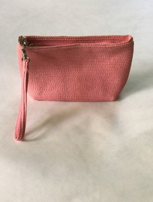 Talbots, Small Wristlet Purse, Woven, Pink Coral,  Zip Closure, clean
