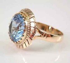 2Ct Round Lab Created Blue Topaz Solitaire Wedding Ring 14K Yellow Gold Plated