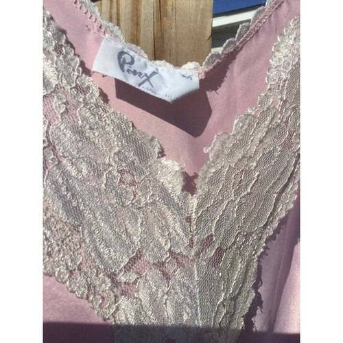 Vtg Pinx womens slip M medium pink lace nightie chemise Hollywood USA Lingerie - Picture 3 of 13
