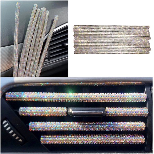 Ostentoso anillo de diamantes de decoración automática con salida de ventilación de automóvil tira de corte de cristal de estrás - Imagen 23 de 25