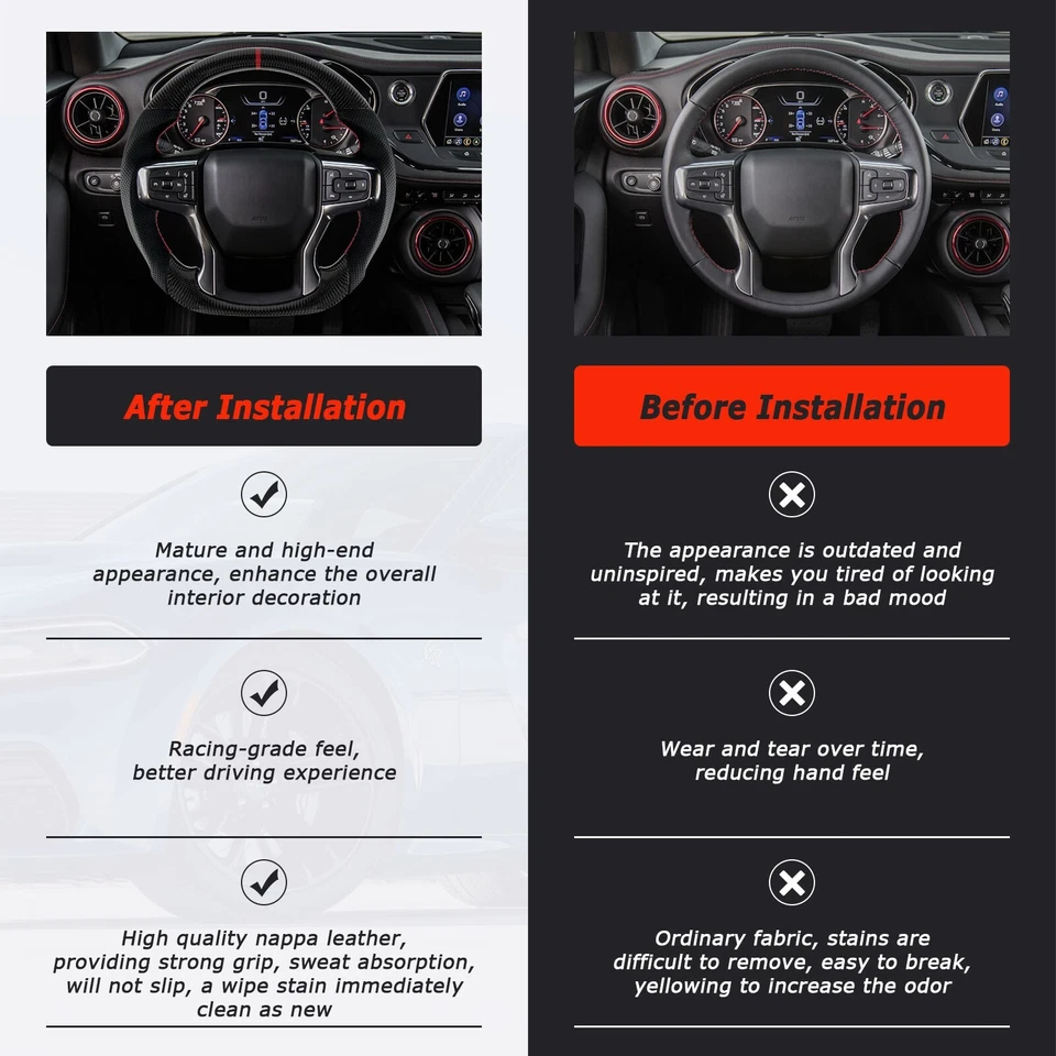 Real Carbon Fiber Steering Wheel For Chevrolet Silverado Blazer 2019+ w/Heated - Image 4 of 4