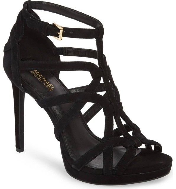 NIB MICHAEL KORS SANDRA PLATFORM BLACK SUEDE SANDALS SIZE 6 M | eBay