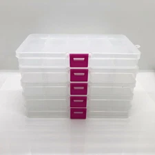 5-Pack Jewelry Box Clear Plastic Bead Storage Container Earrings Grids Organizer