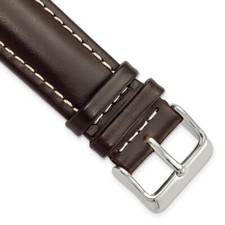 22mm 7.5" Brown Oil Tanned Leather Silver-tone Buckle Watch Band