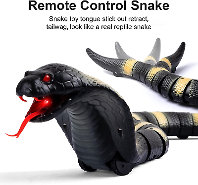 Remote Control Naja Snake Toy Electric Snake Toy for Kids rc Snake Toy for  Cats Rechargeable Realistic Cobra Snake for Pranks (Black)