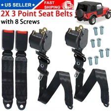 2Set 3 Point Retractable Auto Car Seat Adjustable Universal Belt Lap Shoulder US