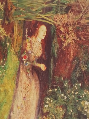 Vintage Kunst Postkarte Sir John Everett Millais Ophelia Mitte 1800er STAATSGALERIE 