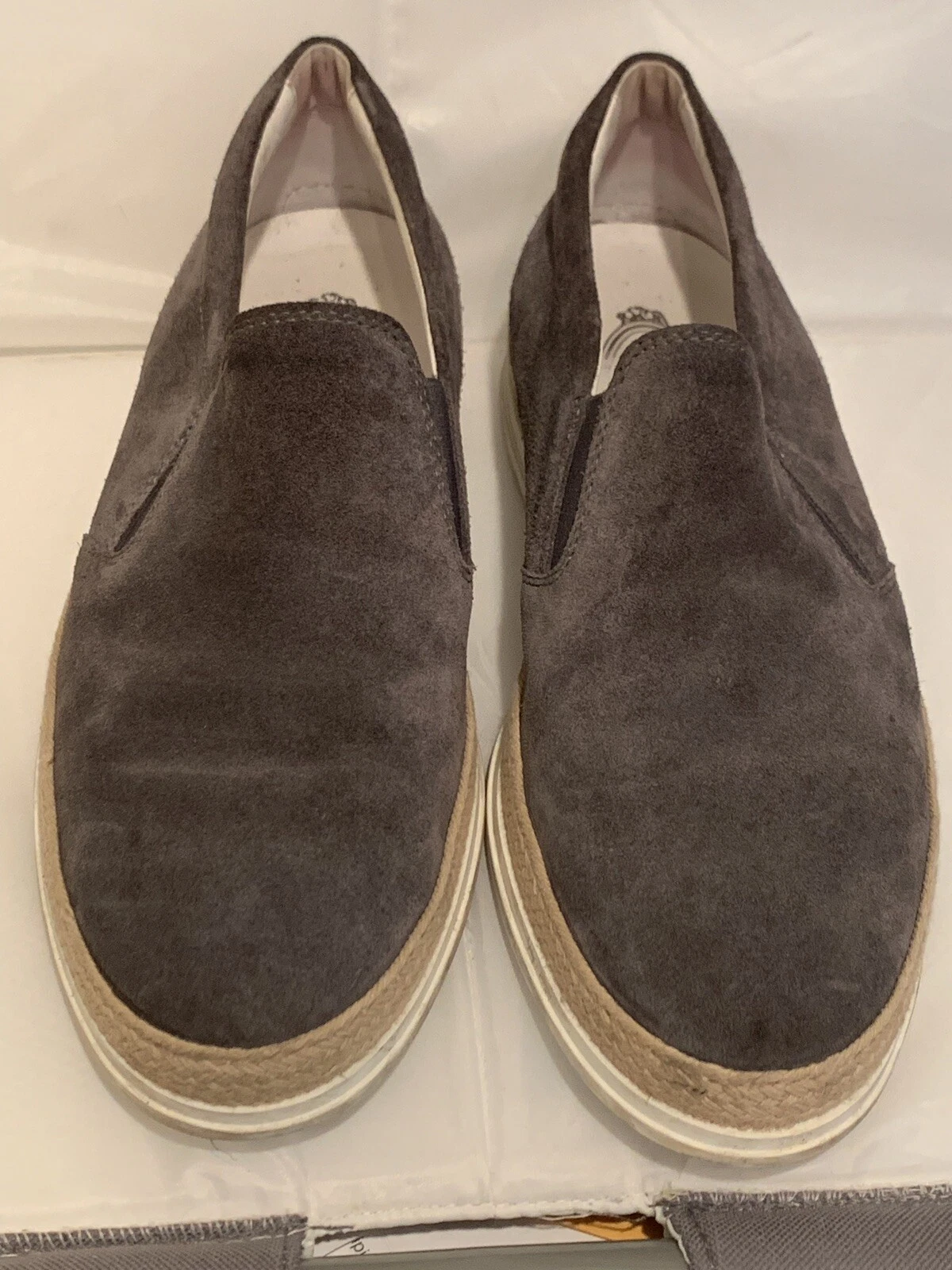TOD’S TODS SCARPE DA UOMO PELLE SCAMOSCIATA GRIGIE ESPADRILLAS ITALIA TAGLIA 7 5