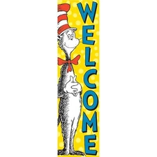 Eureka Dr. Seuss Vertical Classroom Banner, Cat in The Hat Welcome, 4