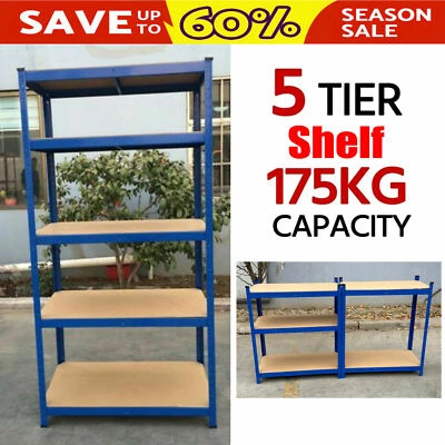 DAYPLUS® 5 Tier Garage Racking Storage Shelf Shelving Unit Boltless Metal Shed Heavy Duty