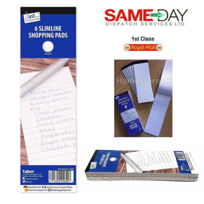 6 X BLÖCKE SHOPPING TO DO LISTE NOTIZ MEMO SCHREIBEN BUCH WEISS PAPIER LINIERT JOTTER