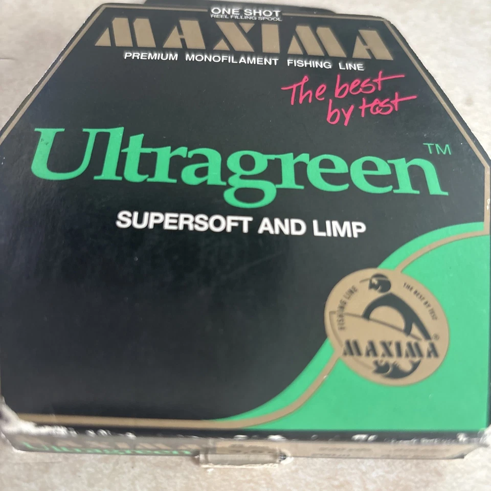 Línea de pesca de prueba Máxima One Shot 8 lb 220 yardas ultraverde nuevo stock antiguo de colección Foto 2 de 4