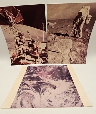 Lot 3 NASA Apollo 17 Kodak Photos  8''x10''  Eugene Cernan Harrison Schmitt Earth