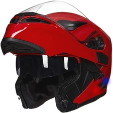 ILM Modular Bluetooth Motorcycle Helmet Flip Up Full Face DOT 902BT Bright Red
