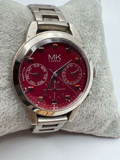 Ladies Orient MK Michel Klein Triple Date Silver Tone Quartz Watch New Battery
