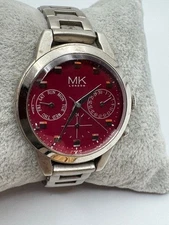 Ladies Orient MK Michel Klein Triple Date Silver Tone Quartz Watch New Battery