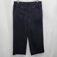 Belle by Kim Gravel Twill Wide Leg Crop Pants Womens 12P Black Petite NN03