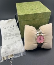 Gucci G-Timeless Two-Tone Quartz Watch –Pink Dial Bee Motif. Box, Receipt, Links