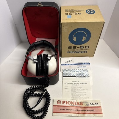 Vintage Pioneer SE-50 Stereo Headphones w/ Original Box & Case - Parts Or Repair