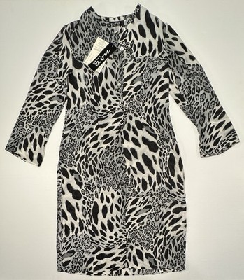 Nira Kaplan Open Front Duster Semi Sheer Cover Up Animal Print Size Small New