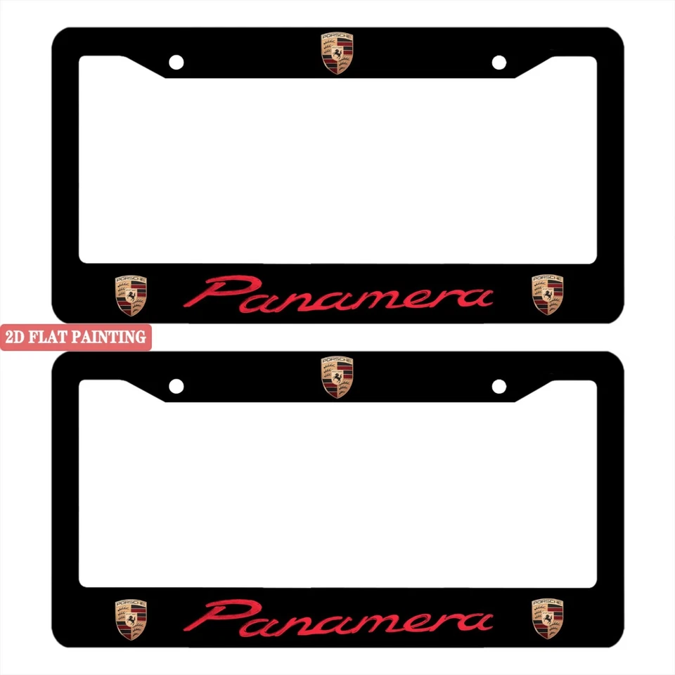 Porsche 2 Pack Aluminum Waterproof License Plate Frame Black - Image 2 of 4