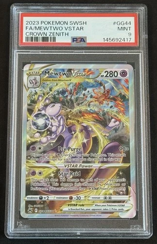 PSA 9 Mewtwo Vstar GG44/GG70 Crown Zenith Fast Ship