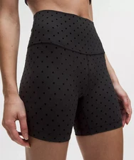 LULULEMON ALIGN SHORT 6"~POLKA DOT FLOCKED BLACK~0~2~4~6~8~10~12~NWT