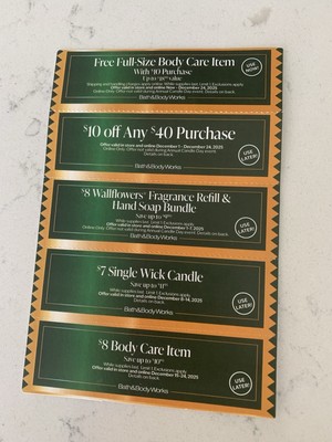 Bath & Body Works 10 OFF 40 and Full Size With 10 Coupon 12/24 + 3 Others | eBay