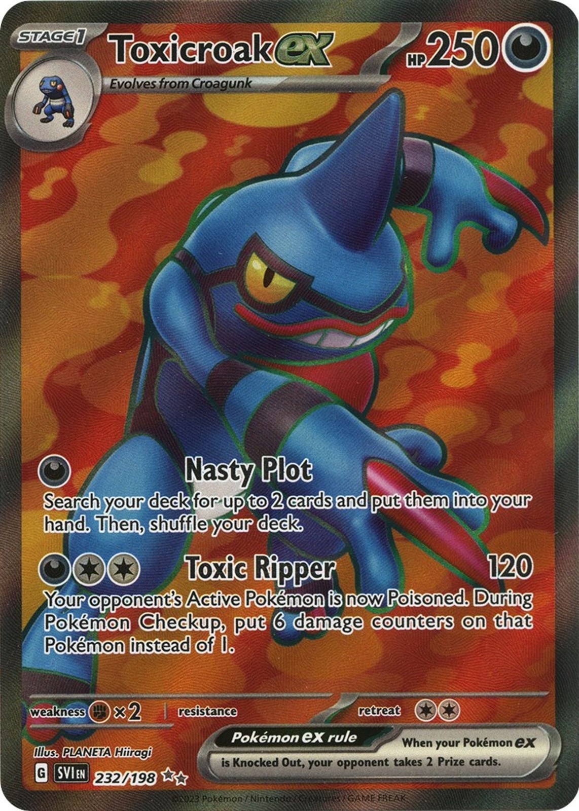 Toxicroak Ex - 232/198 - Pokemon Scarlet Violet Base Full Art Card NM