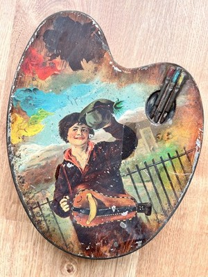 Antike Huntley & Palmers Keksdose  Künstlerpalette  1905   Seltenes Sammlerstück