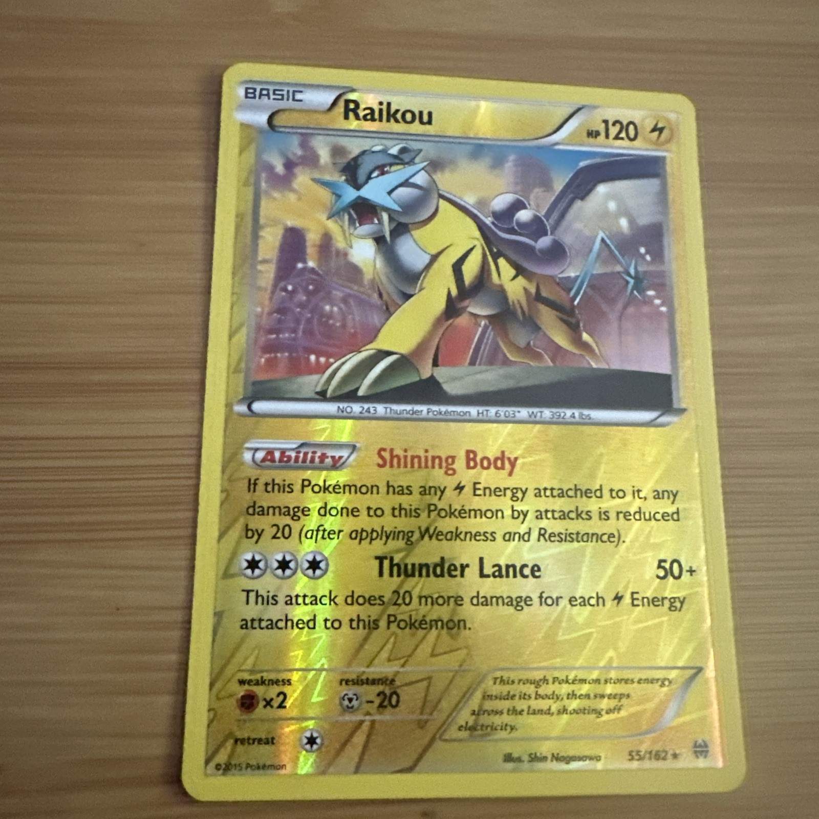 Pokémon Raikou 55/162 BREAKthrough Reverse Holo Rare