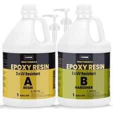 TAKIMO 2 Gallon 3 UV Resistant Resin Kit,No Bubble Crystal Clear Epoxy Resin