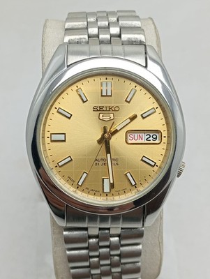 Seiko 5 Automatic 7S26-00X0 Day/Date Golden Dial Vintage Men s Watch