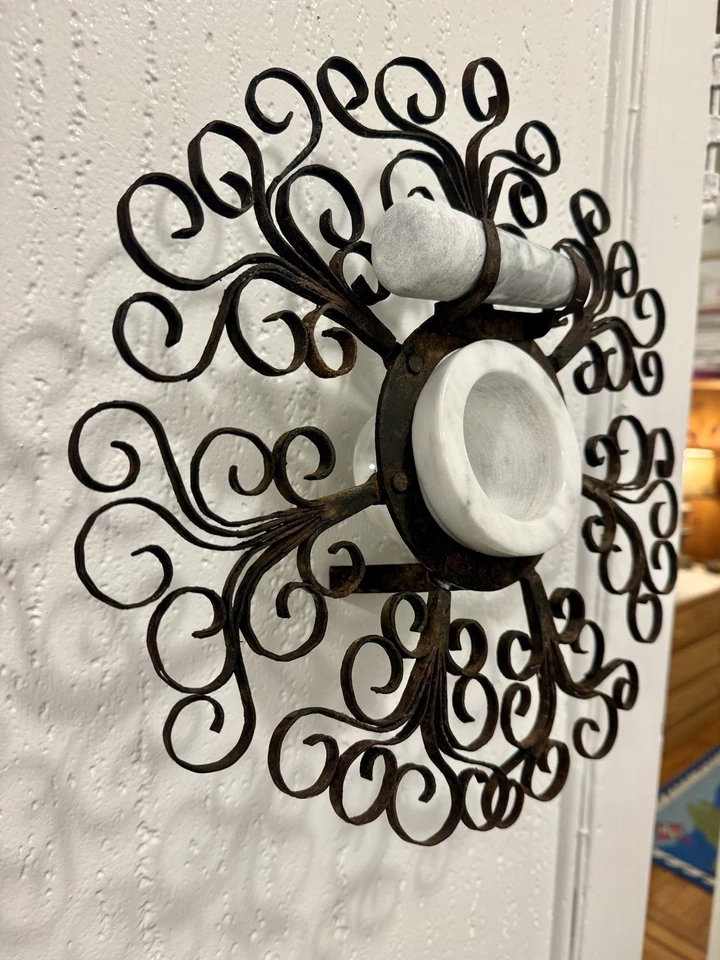 Antique Primitatve French Farm House Folk Art Mortar and Pestle Holder Stand - Image 2 of 4