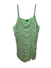 Torrid Cami Hemlock Green Stretch Mesh Cropped Shirred Size 6/6XL NWT New