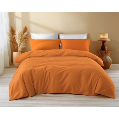Bettbezug Baumwolle einfarbig orange - Sleep Time, 100% reine Baumwolle