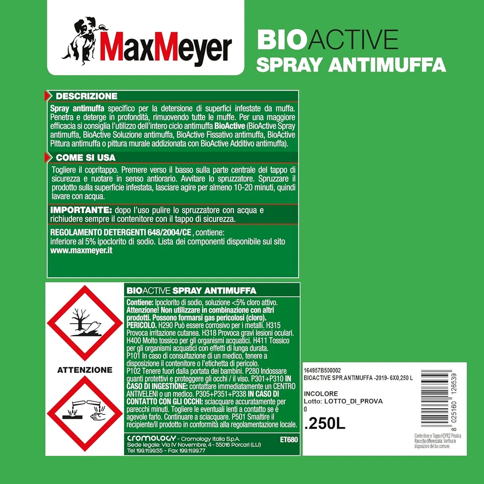 Spray Antimuffa per Interni Bioactive INCOLORE 0,25 L - Immagine 3 di 4
