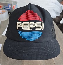 Vintage Pepsi Cola SKM Trucker Hat Snapback Made USA Black NOS Unworn
