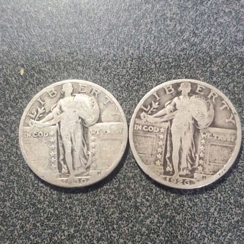 Standing Liberty Quarter 1926 & 1930 Silver 25C US Coins Lot  #423