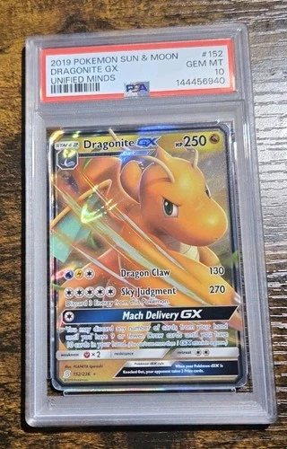 2019 POKEMON SUN & MOON UNIFIED MINDS #152 DRAGONITE GX PSA 10